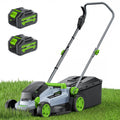 40V Brushless Cordless Lawn Mower with 34cm Cutting Width, 2 Batteries & Charger
