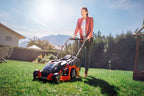 36V Cordless Brushless Lawn Mower, 43cm Cutting Width, 2×4Ah Batteries, 2 Fast Chargers, 63L Grass Bag