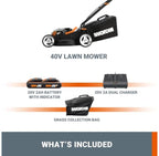 40V Cordless Lawn Mower with 34cm Cutting Width for Gardens up to 230m²