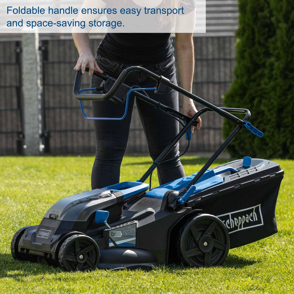 40V Cordless Brushless Lawn Mower with 43cm Cutting Width, 2×4Ah Batteries, Twin Charger, 50L Grass Box