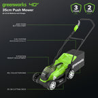 40V Cordless Lawn Mower with Batteries, Charger & 40L Grass Collection Bag