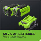 40V Cordless Lawn Mower, 35cm Cutting Width, 2×2Ah Batteries, Charger, 40L Grass Bag, 5 Cutting Heights