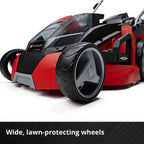 36V Cordless Brushless Lawn Mower, 43cm Cutting Width, 2×4Ah Batteries, 2 Fast Chargers, 63L Grass Bag