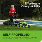 48V Cordless Self-Propelled Lawn Mower with 46cm Cutting Width, 55L Grass Bag, 2 x 4Ah Batteries