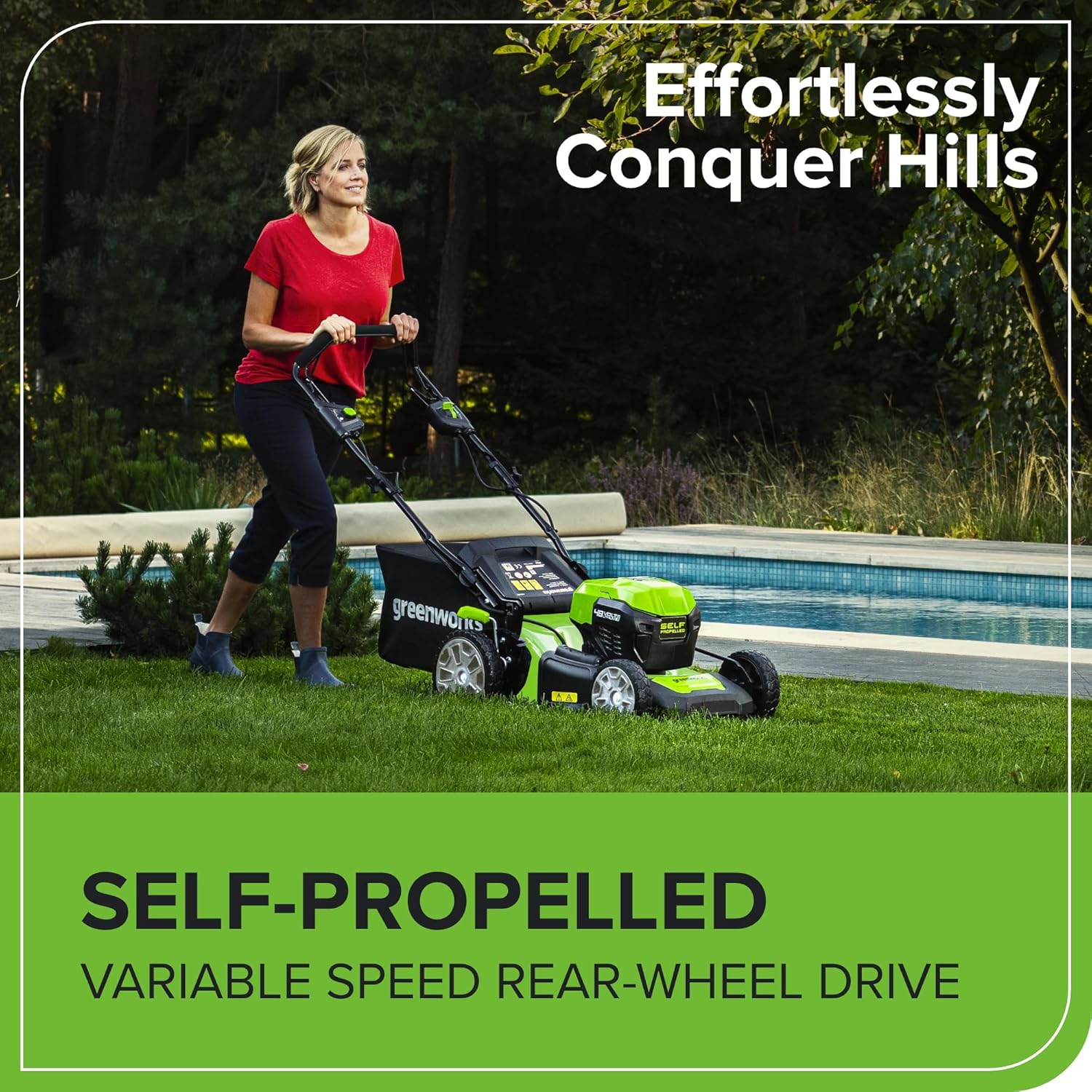 48V Cordless Self-Propelled Lawn Mower with 46cm Cutting Width, 55L Grass Bag, 2 x 4Ah Batteries