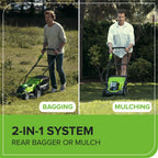 40V Cordless Lawn Mower with Batteries, Charger & 40L Grass Collection Bag