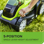 40V Cordless Lawn Mower, 35cm Cutting Width, 2×2Ah Batteries, Charger, 40L Grass Bag, 5 Cutting Heights