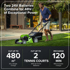 48V Cordless Self-Propelled Lawn Mower with 46cm Cutting Width, 55L Grass Bag, 2 x 4Ah Batteries