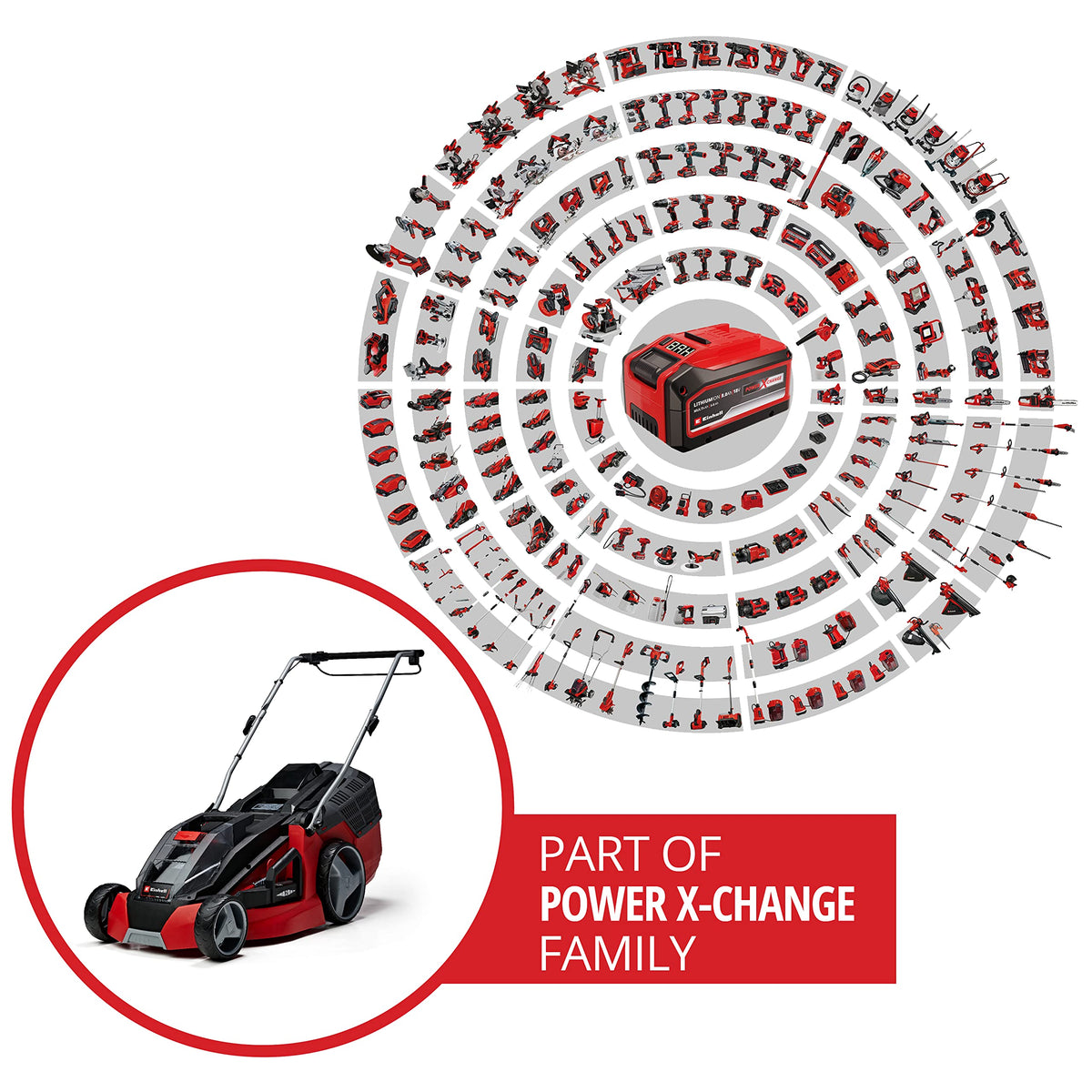 36V Cordless Brushless Lawn Mower, 43cm Cutting Width, 2×4Ah Batteries, 2 Fast Chargers, 63L Grass Bag