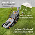1800W Electric Lawn Mower with 43cm Cutting Width, 52L Grass Box & Mulching Function