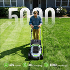 40V Brushless Cordless Lawn Mower with 34cm Cutting Width, 2 Batteries & Charger