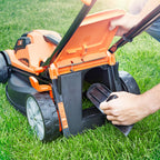 24V Cordless Lawn Mower, 34cm Cutting Width, 2×4Ah Batteries, Fast Charger, 32L Grass Box, 6 Cutting Heights