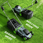 40V Brushless Cordless Lawn Mower with 34cm Cutting Width, 2 Batteries & Charger